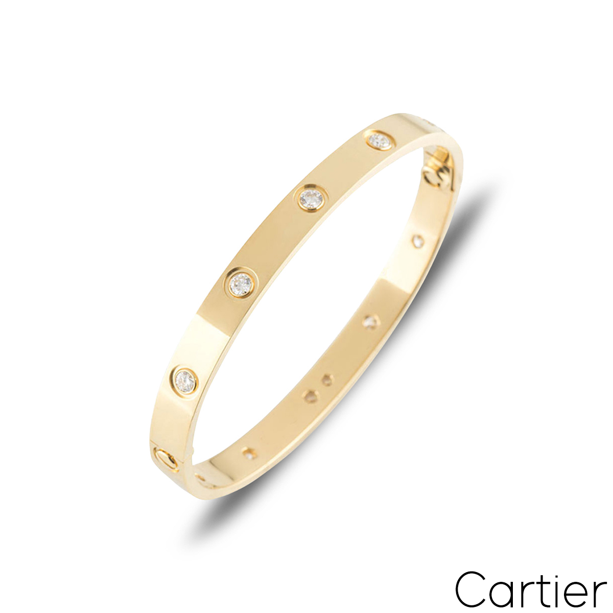 Cartier Yellow Gold Full Diamond Love Bracelet Size 18 B6040518